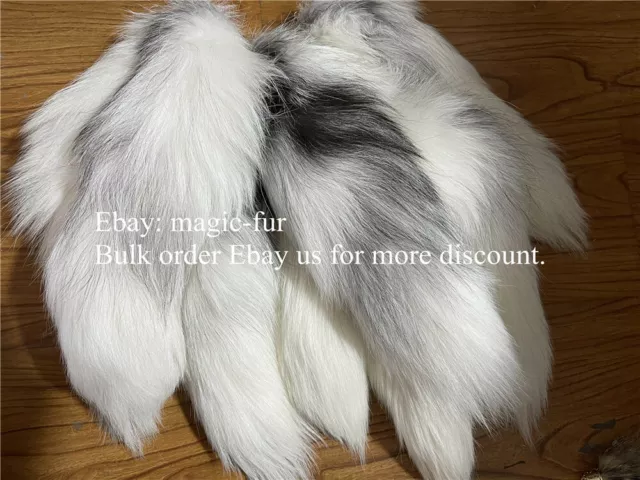 16"-18" Real Natural Marble Fox Tail Keychain Cross Fox Fur Tail Bag Charm