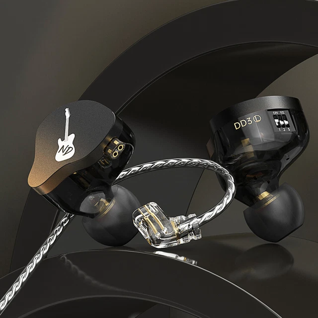 In Ear Earphone Dynamic HIFI Bass Headset Adjustable Tone (Black with mic)
