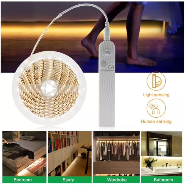 5V Motion Sensor LED Strip PIR Sensor LED Strip 2835 for Under Bed Light Bedroom