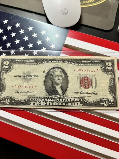 1953 $2 Two Dollar Star Note Red Seal Nice Note *00753913A