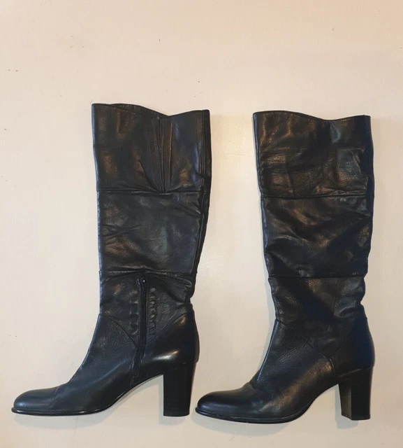 Ladies black leather boots size 5 sale