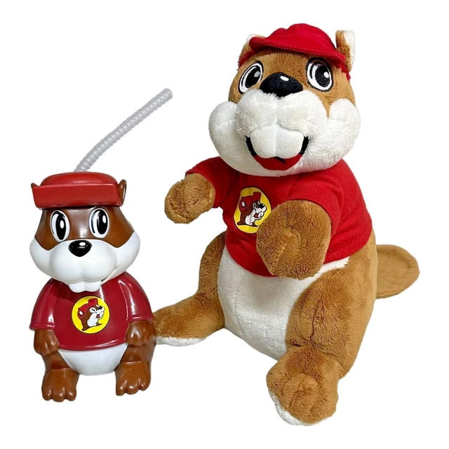 BUCEES BEAVER 11& Plush Stuffed Toy & Cup w/ Straw TX Gas Station LOT