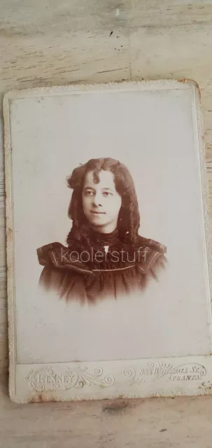 Vintage 1890S Curly Hair Young Girl Portrait Cabinet Card Photo From Atlanta Ga