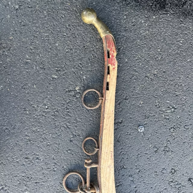 1 Vintage US Wooden Horse Hame With Brass End. Cool