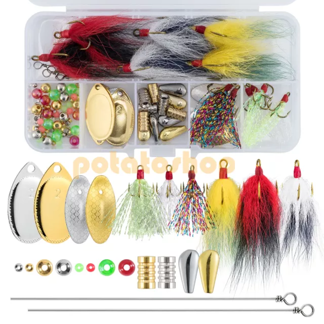 Fishing Inline Spinner Making Kit Lure Bodies Blades Trout Bass Spinnerbait