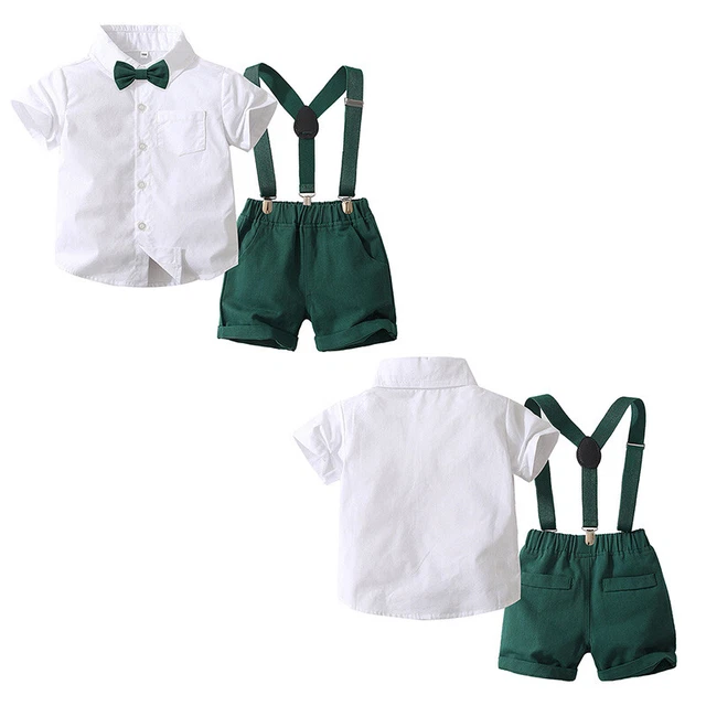 Camicia a maniche corte bambini gentiluomini battesimo abito maniche corte + pantaloncini con sospensioni