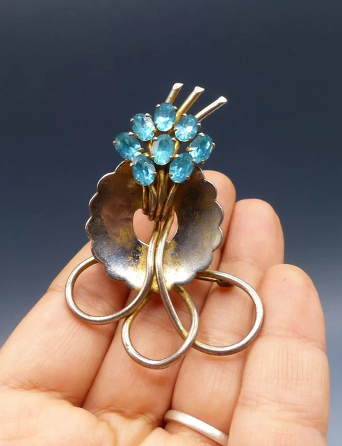 Broche Vintage Strass Et Verre – Doré – Années 1950 – Sans Marque – Occasion