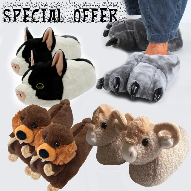 MENS NOVELTY SLIPPERS Mens Animal Slippers Mens Mule Slippers Mens