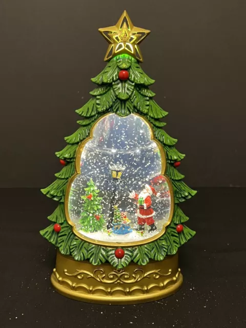 Christmas Tree Musical Carols Santa Claus Spinning Glitter Snow Globe Xmas Fun