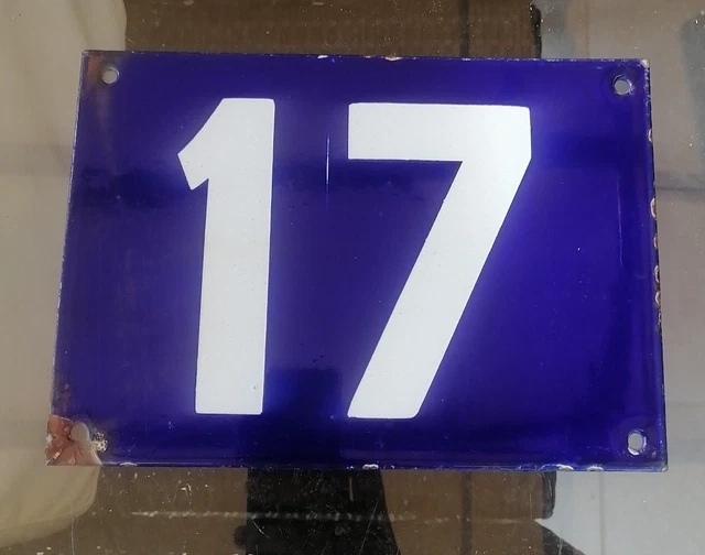Plaque De Rue émaillée Ancienne Numéro 46 - Bleu, 10x15 Cm, Fixation Murale