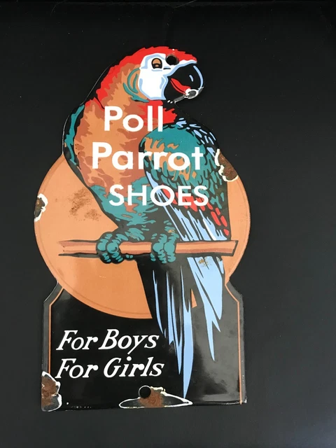 Vintage Enameled Poll Parrot Shoes Sign - EA fc