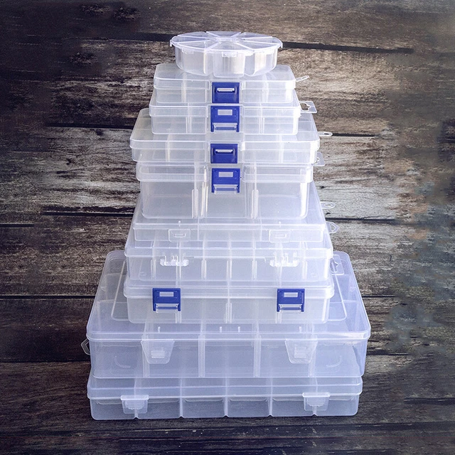 Scomparti Scatola Plastica Custodia Gioielli Perline Contenitore Conservazione Artigianato Organi-H7