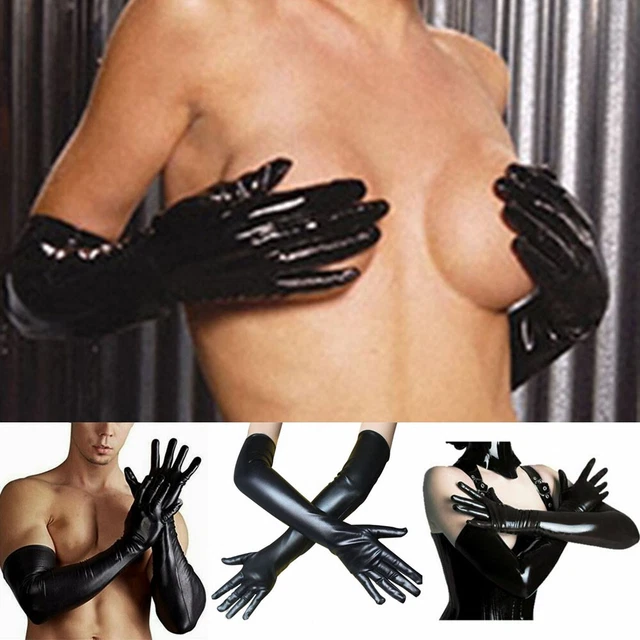 Gants Longs Latex Bondage - Cuir émail - Fétiche BDSM - Costume D'opéra Femme
