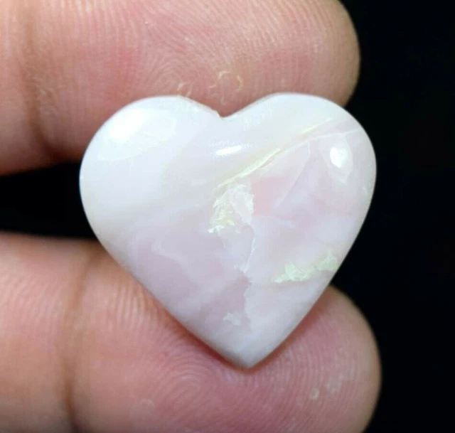 Cabochon en forme de cœur en opale rose 100 % naturelle, pierre précieuse...