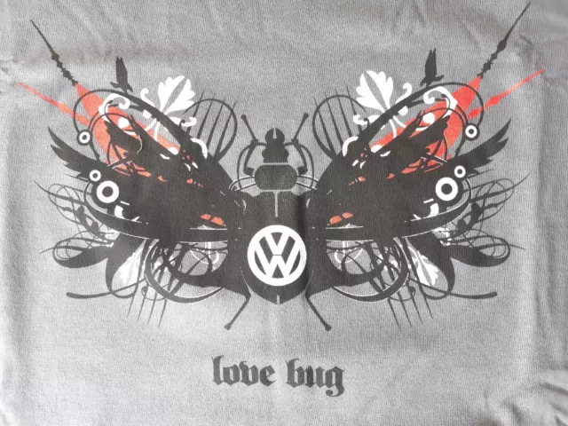 Genuine VW Volkswagen Tshirt, grey, Medium, NEW love bug beetle design