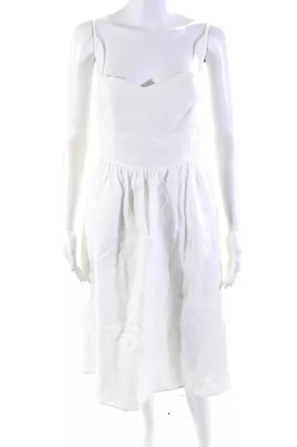 Reformation Womens Linen Sweetheart Sleeveless A-Line Midi Dress White Size 2