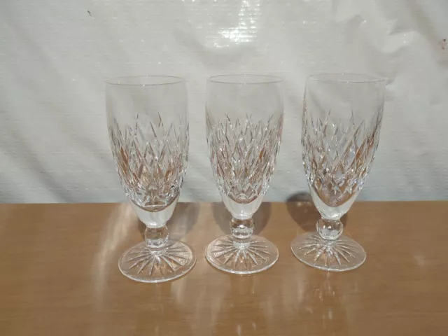 Waterford Crystal Boyne Pattern Champagne Flutes (Set of 3) 6" x 2 1/4" Mint