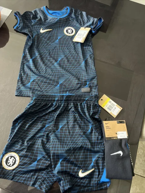 Chelsea FC 23-24 Away Kit Kids Size Xs Top And Small Shorts, With Socks BNWT