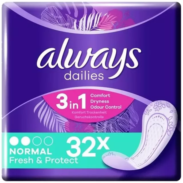 Always Dailies Fresh and Protect Panty Liners Normal 32 Pads