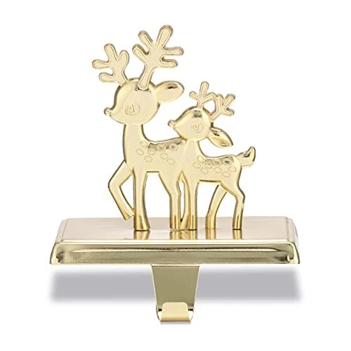 Alyphyly Christmas Stocking Holder Double Reindeer Stockings Hanger Hook