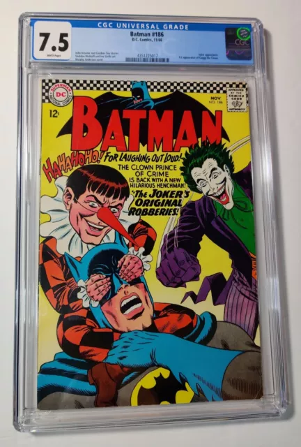 BATMAN #186 CGC 7.5 (WP) JOKER COVER 1st APP GAGGY THE CLOWN DC COMICS 1966