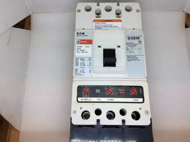 Eaton/Cutler-Hammer DK3400W 3 Pole 400 Amp Trip KT3400T DK 65k Circuit Breaker