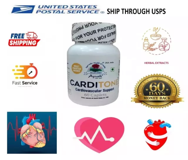 2 x Carditone (60 Caplets Each) for Cardiovascular Support 100% Herbal & Natural