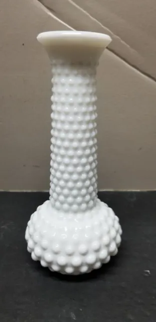 Vtg E.o. Brody Co. White Milk Glass Hobnail Bud Vase 7.5”