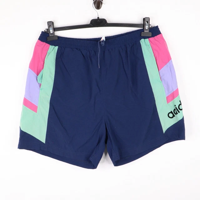 Pantaloncini sportivi vintage da uomo spiaggia vacanze festival colore blu blocco W38