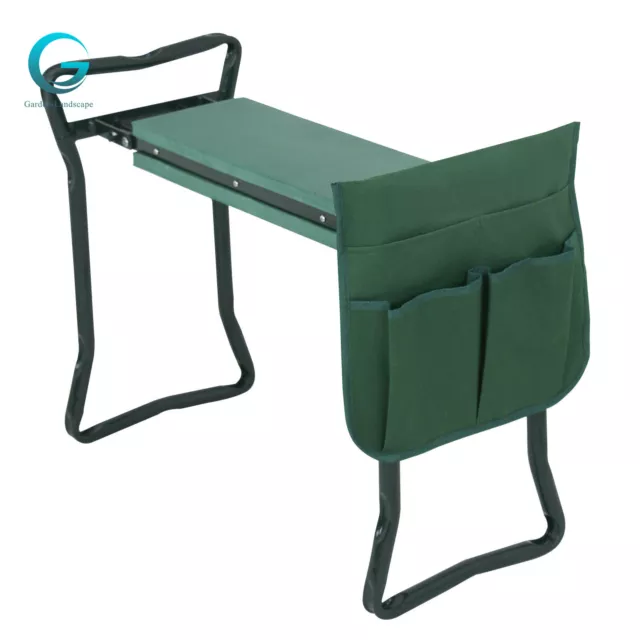 Garden Kneeler Seat w/ Kneeling Pad and Tool Pouch Folding Portable Bench