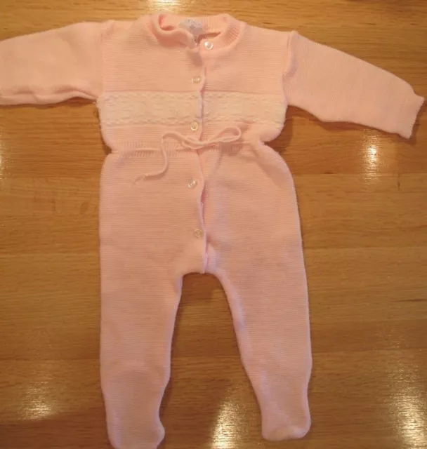 VINTAGE 1960's BABY GIRL PINK KNIT SLEEPER ONE PIECE ALPHABET CRADLEKNIT USED