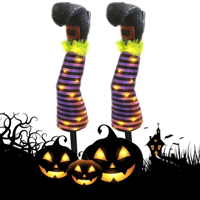 HALLOWEEN WICKED WITCH Legs with Led Lights,Light Up Witch Legs £12.34
