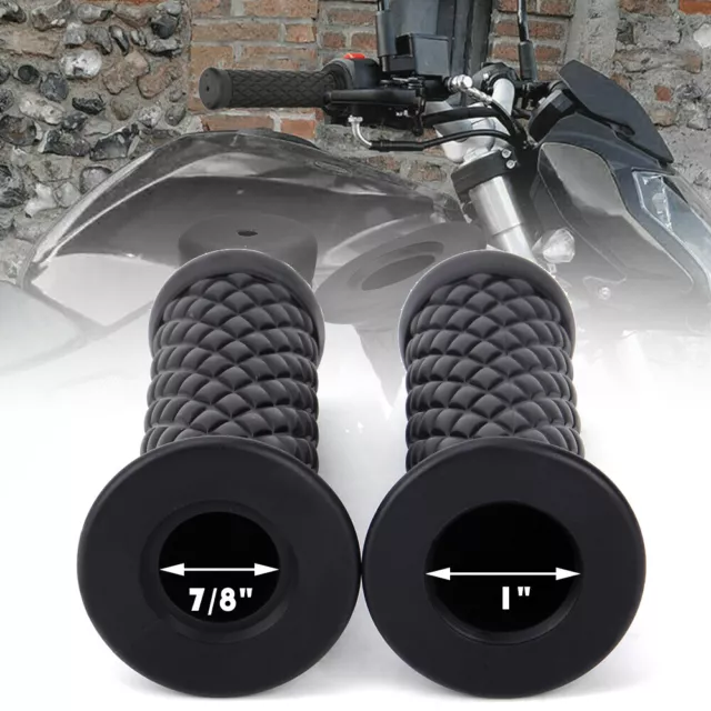 1& 7/8" Motorcycle Hand Grips Bar End Handlebar Gel For Cafe Racer Dirt Bike ATV