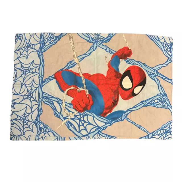 Funda de almohada vintage Spider Man roja azul doble cara tela gráfica Marvel RARA