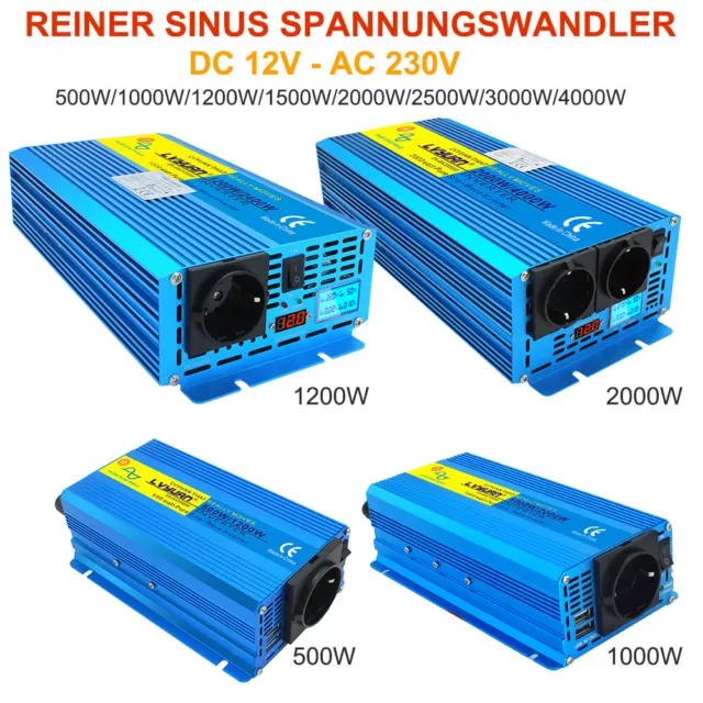 Reiner Sinus Wechselrichter 12V-230V Spannungswandler 1000w 2000w 3000w 4000w