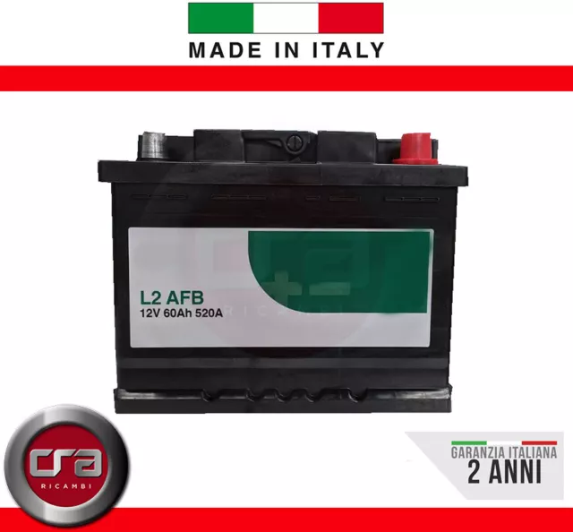 Batteria Auto L2 60Ah 520A 12V AFB Start & Stop = Fiamm TR520 Exide EL600