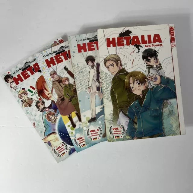 HETALIA: Axis Powers Vol 1-4 Tokyopop Manga by Hidekaz Himaruya in English OOP