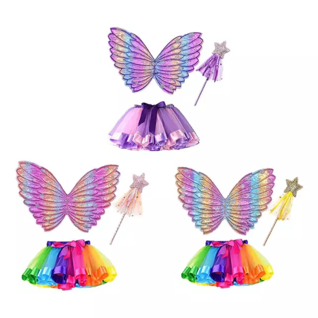 Girls Butterfly Wing Costume Fancy Dress up Fairy Princess Child Kids Outfit for
