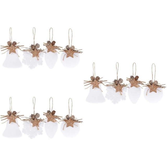 12 Pcs White Foam Christmas Ball Hanging Baubles Holiday Crafts