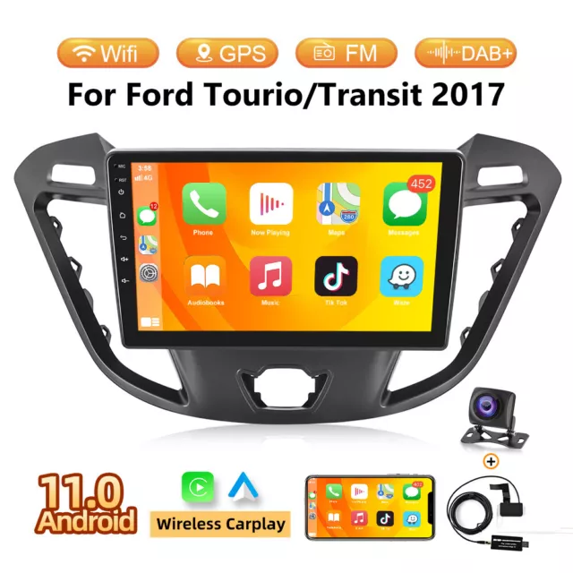 DAB+ Radio For Ford Transit Custom 9" Car Stereo Android 11.0 Carplay Head Unit