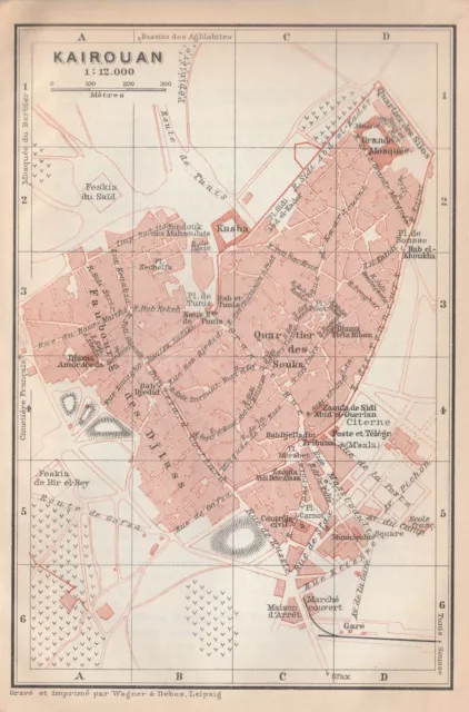 Kairouan ٱلْقَيْرَوَان Original  Map  1929 TUNISIA