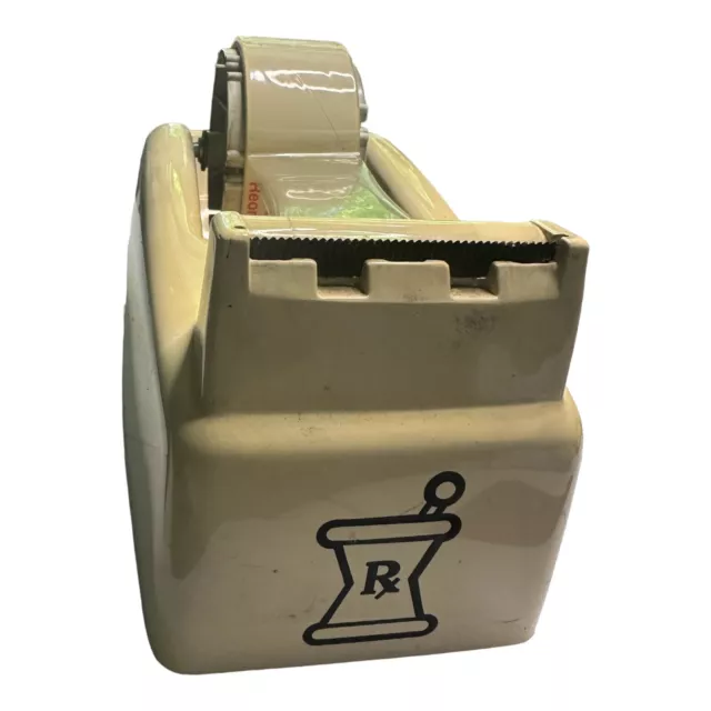 Vintage Heavy Duty Pharmacy Rx Lable Medical Prescription Tape Dispenser