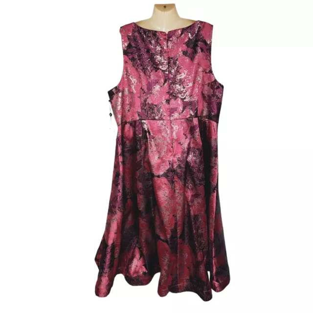 NEW Adrianna Papell Metallic Floral Jacquard Fit & Flare Dress Women's Size 24W 2