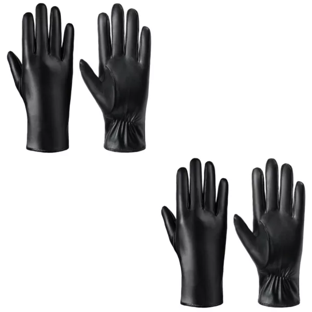 2 Pairs Handschuhe Für Erwachsene Winter Warme Fäustlinge Lederhandschuhe Handy