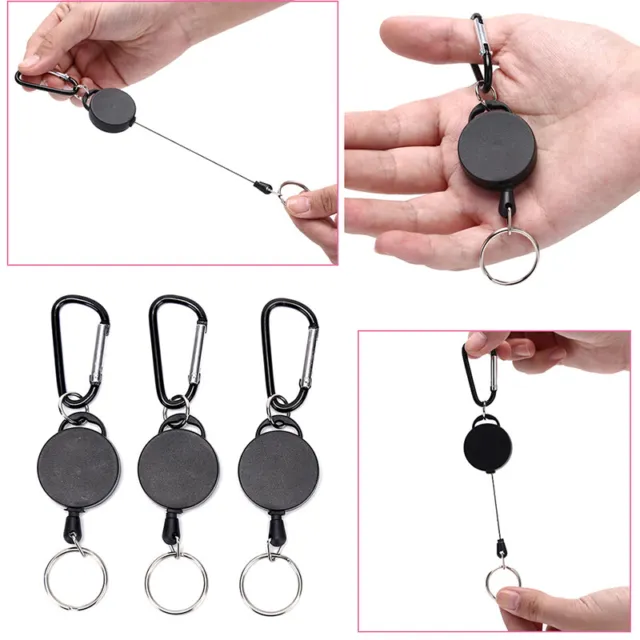 Telescopic Wire Rope Anti Lost Key Ring Keychain Retractable Gears FinderToolVz