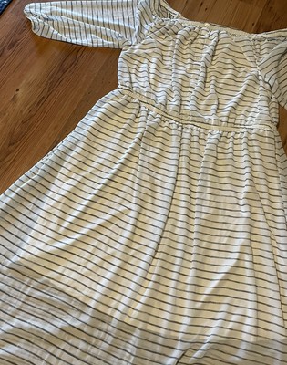 Lane Bryant Dress Womens 22 24 Off Shoulder White With Gray Stripes Sheer Dress