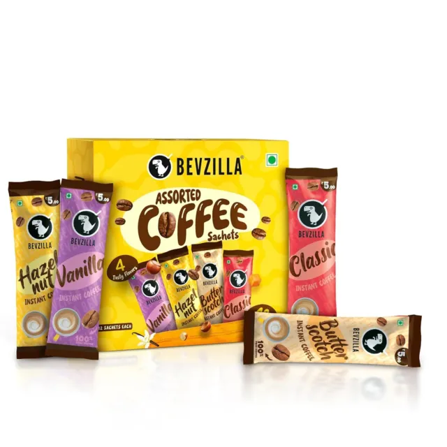 Bevzilla 48 Instantané Café Poudre 4 Saveur 12 Sachets Chaque Ensemble De 4