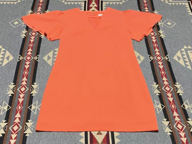Trina Turk Flutter Sleeve Round Neck Orange Shift Dress Size 2/4 Womens Poly BR