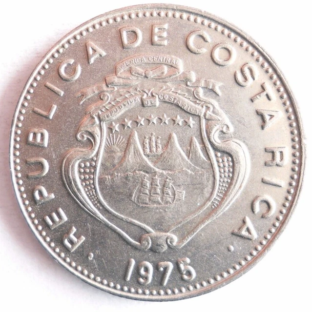 1975 COSTA RICA COLON - Excellent Coin - FREE SHIP - Bin #341
