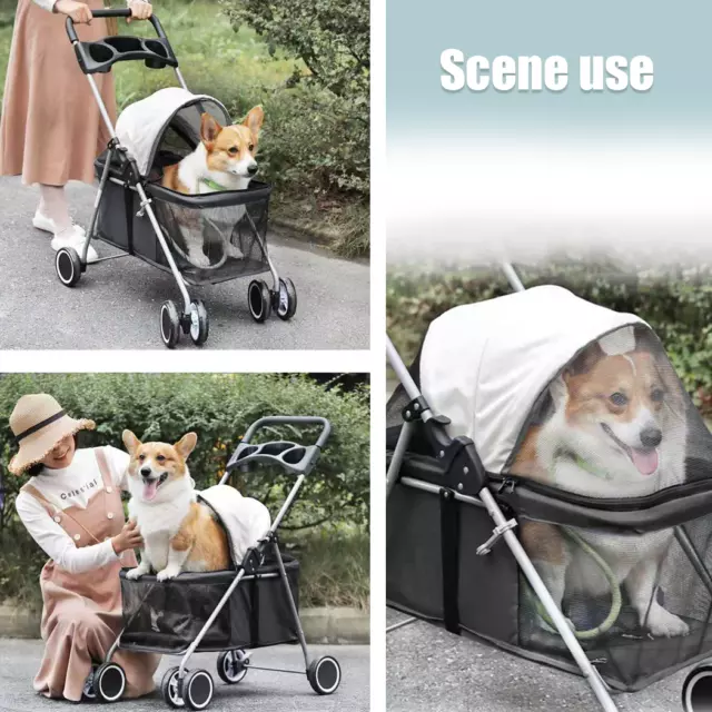 Pet Stroller Pram Dog Cat Carrier Cage Travel Pushchair Foldable 4 Wheels AU